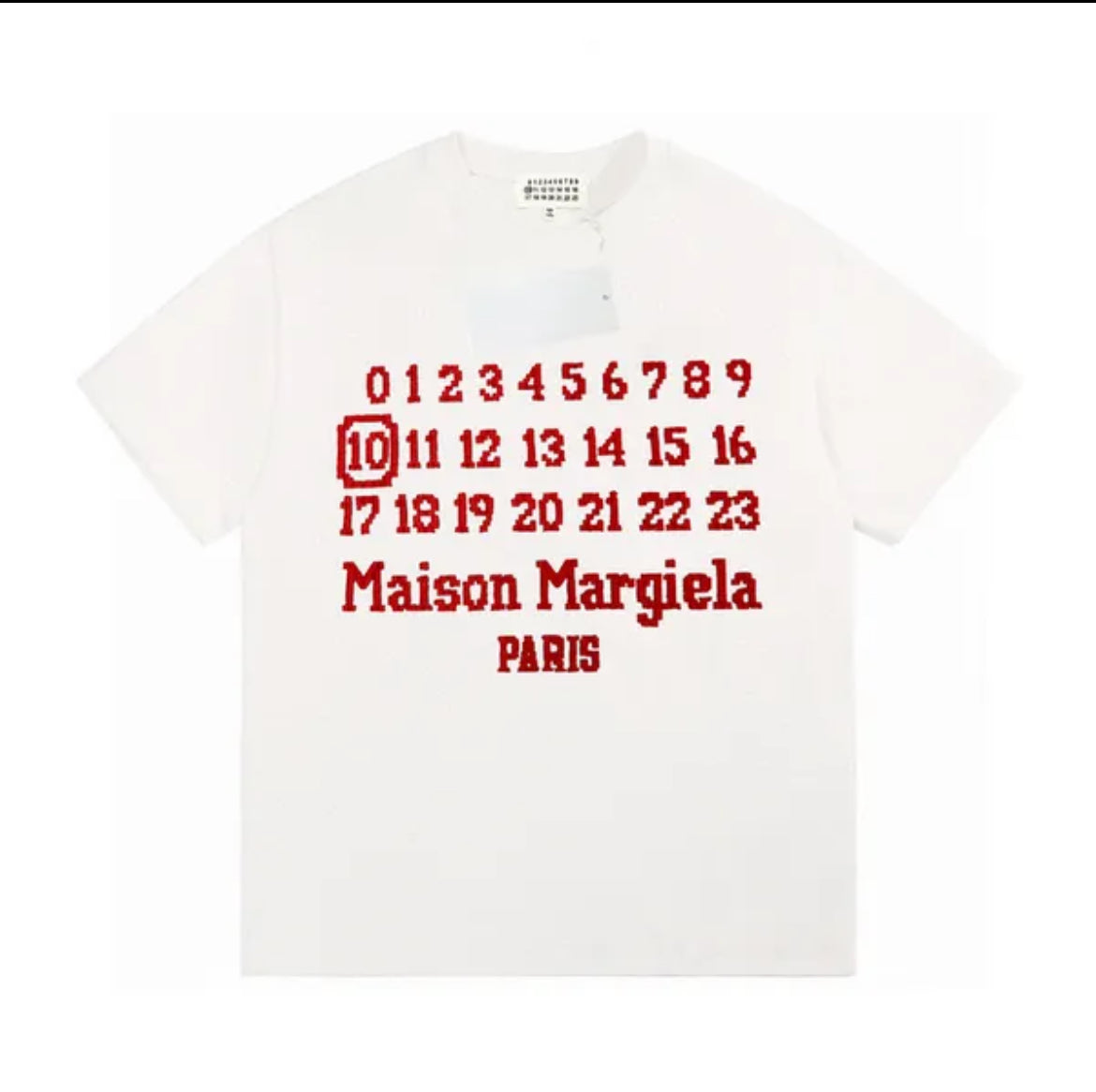 Maison Margiela Red Stitched Number t shirt