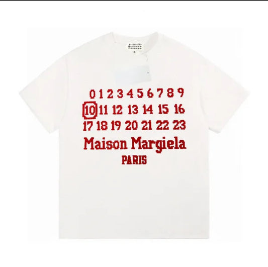 Maison Margiela Red Stitched Number t shirt